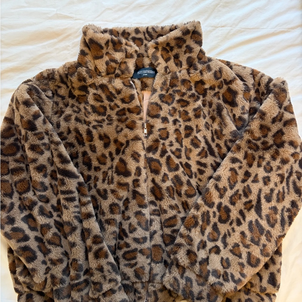 Kittenish Brown Leopard Print Puffer Jacket